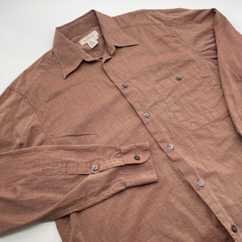 Ermenegildo Zegna Button Down Shirt Medium Two Toned 100% Cotton Made in Italy